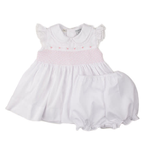 Smocked Lace Fly Sleeve Dress