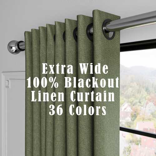 Custom Blackout Linen Curtains | 36 Colors | Full Lined | Grommet, Rod Pocket, Back Tab, Hook | Made to Measure Drapes for All Rooms