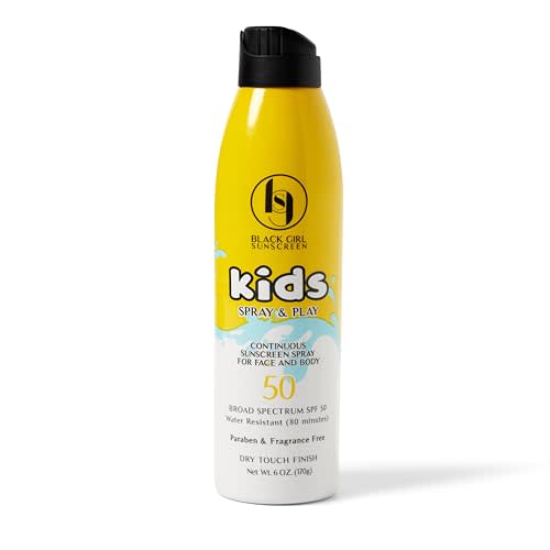 Black Girl Sunscreen Kids Sunscreen Spray & Play- Sun Protection for Kids' Skin, SPF 50 Sun Screen for Face & Body, Water Resistant, Ideal for Beach & Travel, No White Cast for Melanin Rich Skin- 6 oz