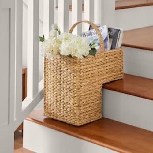 Woven Bulrush Stair Storage Basket