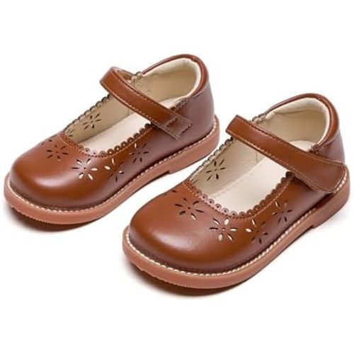THEE BRON Girls Mary Jane Shoes Cutout Toddler Princess Dress Oxford Flats