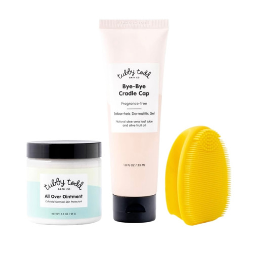 TUBBY TODD Cradle Cap Baby Hair Treatment Kit - Includes Bye-Bye Cradle Cap Gel, Cradle Cap Silicone Brush, & 3.5oz All Over Ointment - Gentle for Babies’ Sensitive Skin
