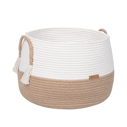 R RUNKA Small Basket for Stuffed Animal,Clothes ,Baby Blankets -11.8"x9.8"- Boho Baskets for Living Room,Bedroom,Nursery |Cotton Rope Baskets, Cube Basket, Under Shelf Basket | Baskets for Home Decor