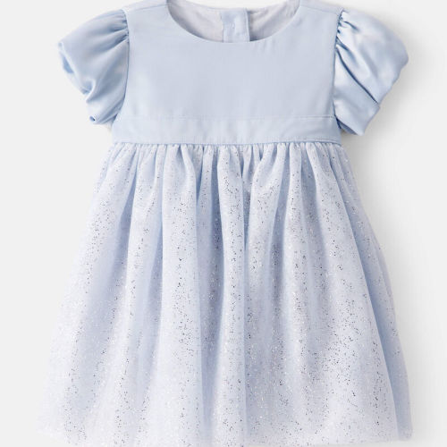 Blue Baby Girl Short-Sleeve Tulle Occasion Dress - Blue | Carter’s Oshkosh Canada