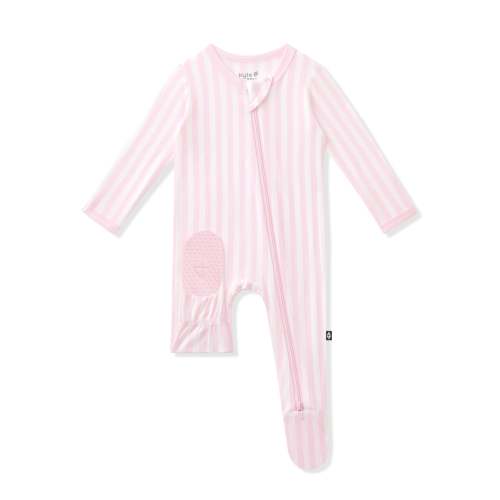 Zippered Footie in Small Sakura Stripe, 3-6 M