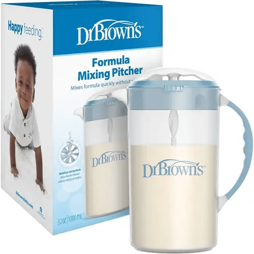 Dr. Brown's Baby Formula Mixing Pitcher with Adjustable Stopper, Locking Lid, and No Drip Spout, 36 oz, BPA-Free, Blue, 1-Pack