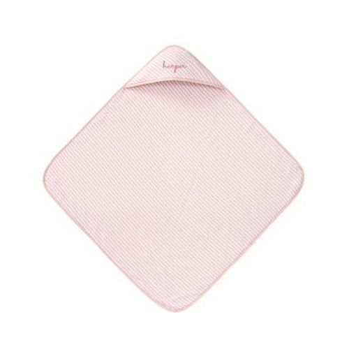 Striped Terry Baby Hooded Towel , Nursery Wrap , Pearl