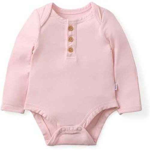 Little Sleepies Newborn Henley Bodysuit, Soft Viscose from Bamboo Long Sleeve Bodysuit for Baby Boys & Girls, Baby Clothes