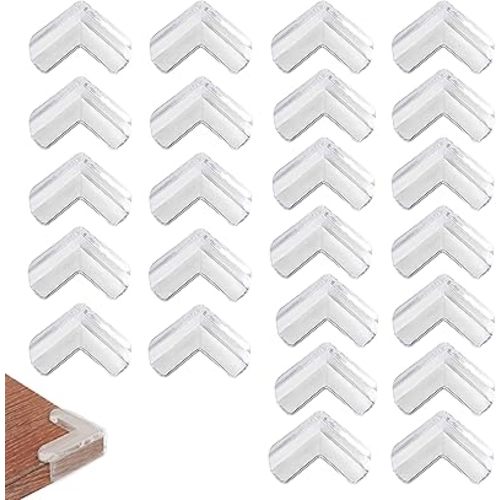 24 Pack Table Corner Protector for Baby, Baby Proof Corners and Edges, Corner Protectors for Furniture, Furniture Corner Guard & Edge Safety Bumpers, Cover Sharp Edges, Clear and Transparent