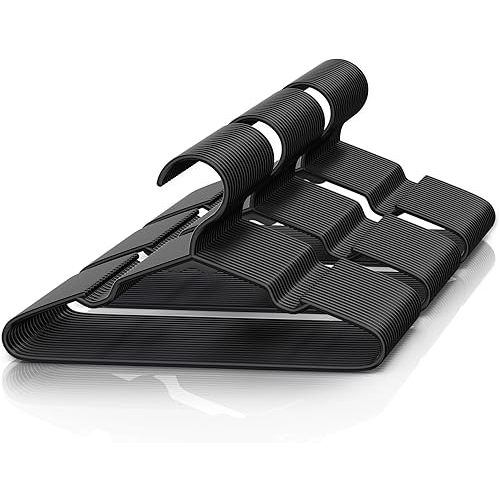 VTRIN Baby Hangers 60 Pack Large Capacity Hard Plastic Kids Hangers Suitable for All Clothes of Infant and Toddler, Such as Short, Shirts and Thick Coats, Children Hangers for Kids Clothes Black