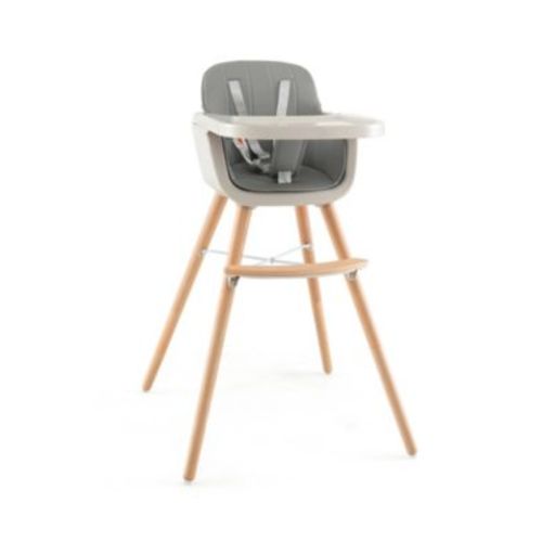 3-in-1 Convertible Wooden High Chair with Cushion