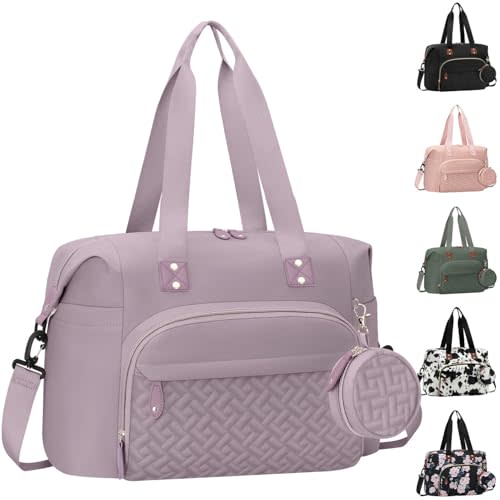 Tenot Diaper Bag Tote, Baby Bags with Pacifier Case Purper | Large Capacity, Waterproof, Baby Diaper Bag with Shoulder Straps, Travel Diaper Tote for Mom, Dad, Baby Girl Boy