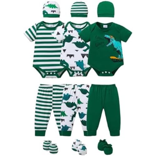 Newborn Baby Boys Clothes Outfits Funny Pattern Romper Pants Set Infant Unisex Baby Clothing 12Pcs