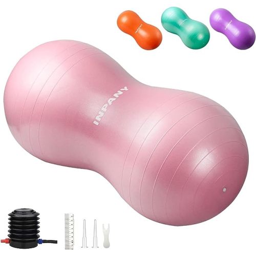 INPANY Peanut Ball - Anti Burst Exercise Ball for Labor Birthing, Physical Therapy for Kids, Core Strength, Flexible Seating, Home & Gym Fintness, Sensory Chair Wiggle Seat for Boys and Girls
