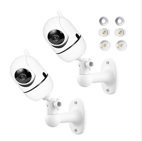 2Pcs Baby Monitor Wall Mount Compatible for HelloBaby HB6560/ HB6550/ HB65/ HB40/ HB6339/ HB66/ HB6550 Pro, ANMEATE, 360° Adjustable Camera Mount with Perfect View, Two Installation Methods
