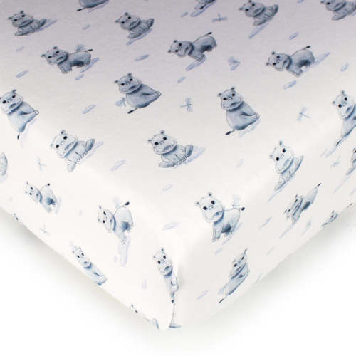 Organic Crib Sheets in Baby Hippo – L'ovedbaby