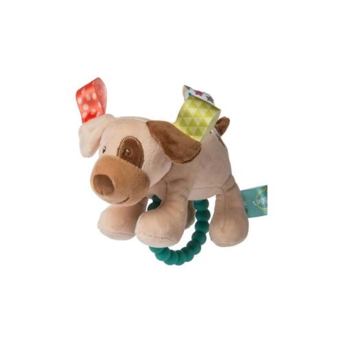 Mary Meyer Taggies Buddy Dog Teether Rattle Silicone Beads Baby 0 Months - Brown