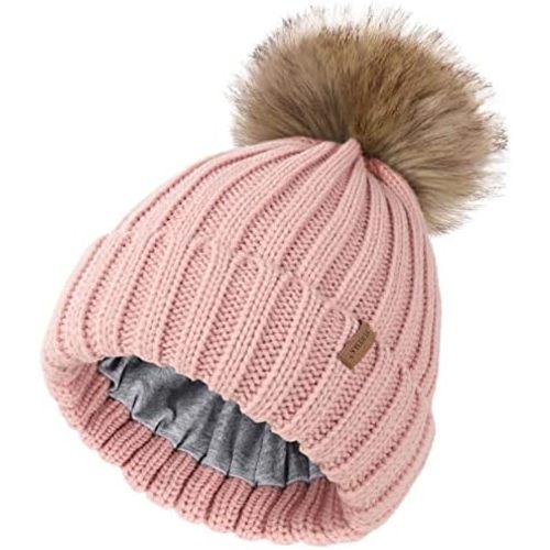 FURTALK Kids Winter Hat Toddler Knitted Beanie with Faux Fur Pom Poms for Baby Girls Boys