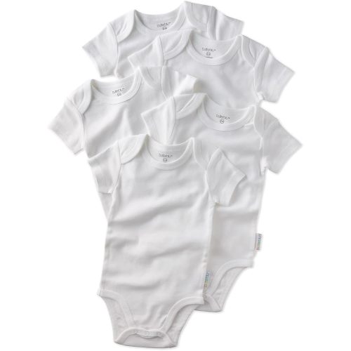 Butterblu Avery 5-Pack Short Sleeve Bodysuits​ 100% Organic Cotton for Baby Boys​ & Girls, White, Newborn