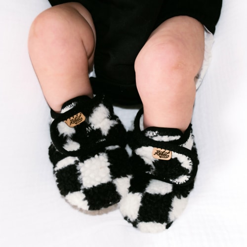 Sherpa Bootie in Black + White Checkered