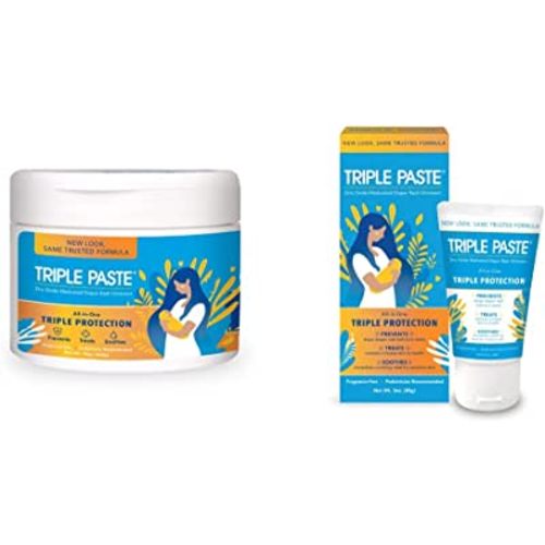 Triple Paste Diaper Rash Cream, Hypoallergenic Medicated Ointment for Babies, 16 oz (Packaging May Vary) and Triple Paste Diaper Rash Cream for Babies - 3 oz Tube