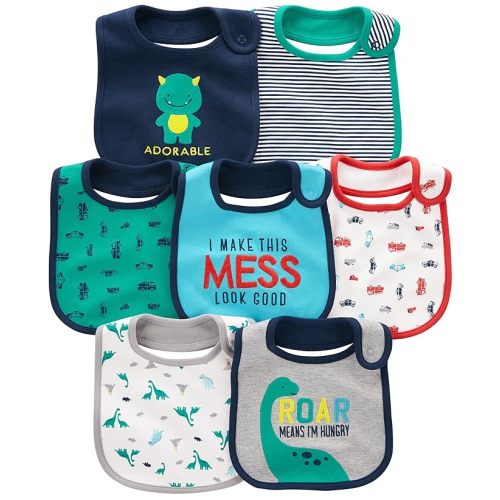 Simple Joys Baby Boy's 7 pack teething bib Accessory, Blue, One Size