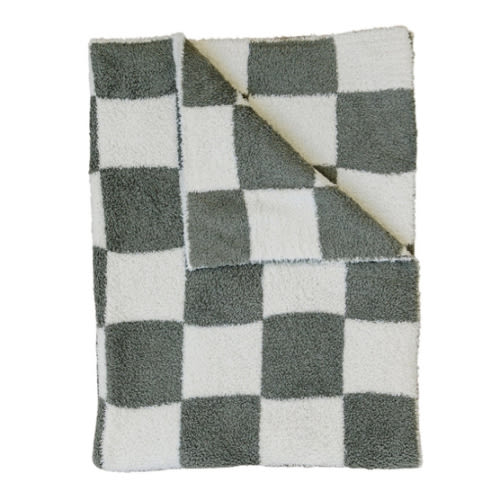 Green Checkered Plush Blanket