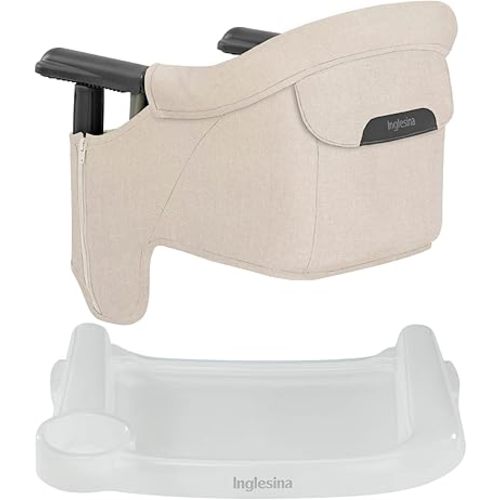 Inglesina Fast Table Chair - Desert Beige + Fast Dining Tray - Portable Baby High Chair for Babies & Toddlers up to 37 lbs - Fits Tables 0.8''-3.5'' Thick - Compact, Easy to Use - Travel Bag Included