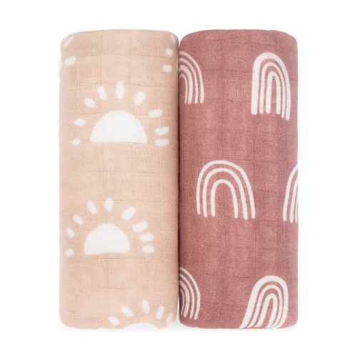 Muslin Swaddle Blankets (2 Pack) - Sun & Rainbow