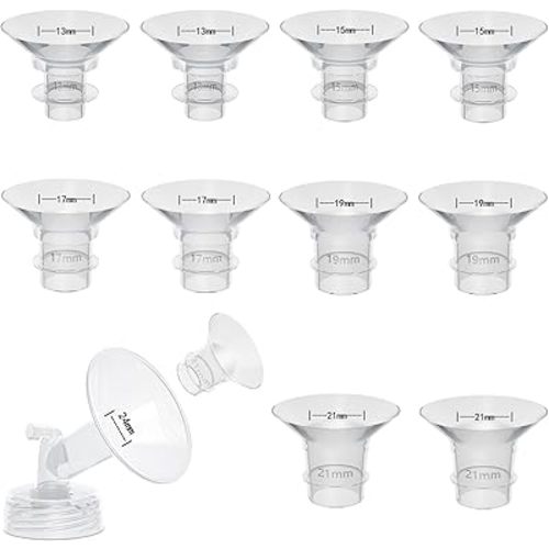 Flange Inserts 10PCS 13/15/17/19/21mm*2 Compatible with Momcozy M5/M6/M9/S12pro/S9pro/Spectra/Medela/Willow/TSRETE 24mm Breast Pump Shields/Flanges,Reduce 24mm Tunnel Down to Correct Size