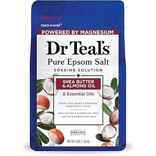 Dr Teal's Epsom Salt Magnesium Soak, Soften & Moisturize with Shea Butter & Almond Oil, 3 lbs