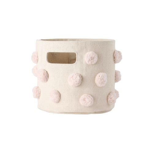Mini Pompom Canvas Bin