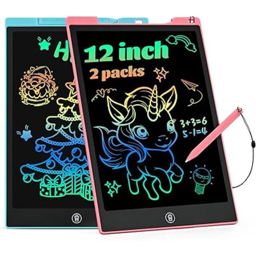 EooCoo Toys for Ages 3-8, 12 Inch LCD Writing Tablet 2 Pack, Todder Kids Easter Gifts, Electronic Drawing Board, Kids Drawing Pad, Birthday Gifts for Boys & Girls, Kids Travel Essential - 12 Inch