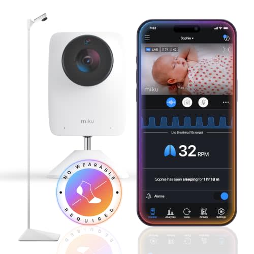 Miku AI Baby Monitor with App and Camera, Live Sleep Data, No Wearable