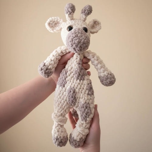 Crochet Giraffe Snuggler – Customizable Handmade Animal Plushie, Soft Sensory Toy