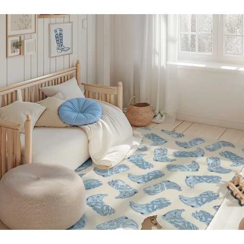 Western Nursery Rug Cowboy Theme baby Room Western Decor Blue Boot Country Style Nursery Mat Rustic Design Cowboy Rug Western Room Decor Boy