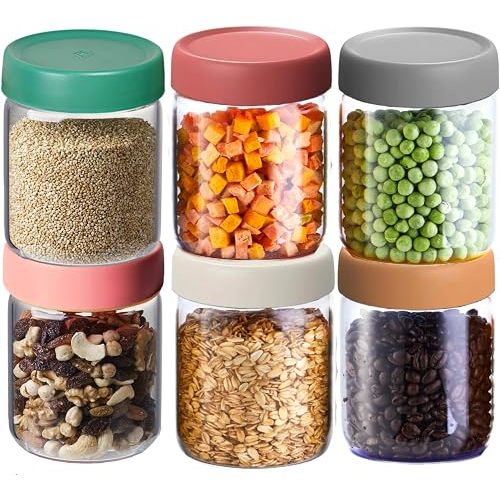6 Pack 16oz Borosilicate Glass Meal Prep Jars with Airtight Lids - Leak & Spill Proof, Wide Mouth, BPA-Free - Freezer to Oven Safe for Soup, Bone Broth, Overnight Oats