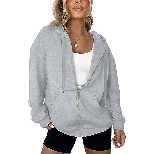 Women's Oversized Lightweight Hoodies for Women Full Zip Up Long Sleeve Drawstring Jackets