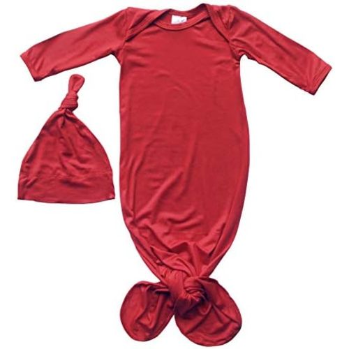 Rocket Bug Plain Silky Knotted Baby Gown with Knotted Hat, Unisex, Boys, & Girls, newborn outift