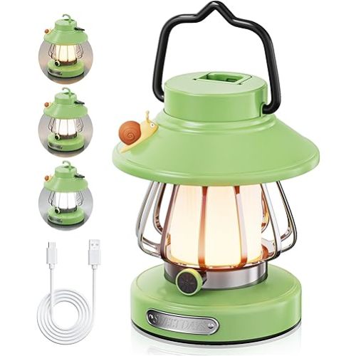 HOMY New Gear lamp for Kids Set Toddler Flashlight Convenient LED Light Rechargeable Battery Operated Outdoor Indoor Essentials Table Portable Night Light Green Gift Electric Camping Lanterns Snail