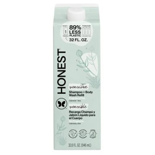 The Honest Company Sensitive Shampoo + Body Wash Refill - Fragrance Free - 32 fl oz: Basic Cleansing, All Hair Types, 2-In-1 Liquid