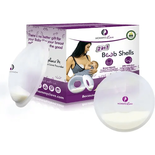 Breast Shell & Milk Catcher for Breastfeeding Relief (2 in 1) Protect Cracked, Sore, Engorged Nipples & Collect Breast Milk Leaks During The Day, While Nursing or Pumping (2 Pack)