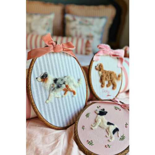 Handmade CUSTOM Australian Shepherd Any breed Pet Portrait Dog Cat Heirloom nursery gift framed felted embroider personalized doodle Aussie