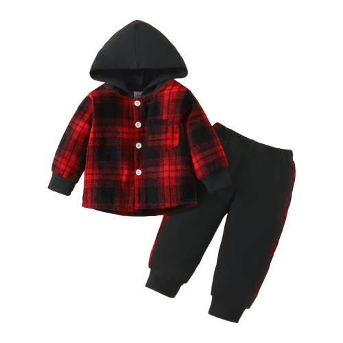 Staki Toddler Boy Sets Toddler Boy Long Sleeve Hoodie Solid Color Top Sweatpants 2 Pieces Outfits 6M,9M,12M,18M,24M,2T,3T(Red,9-12 Months)