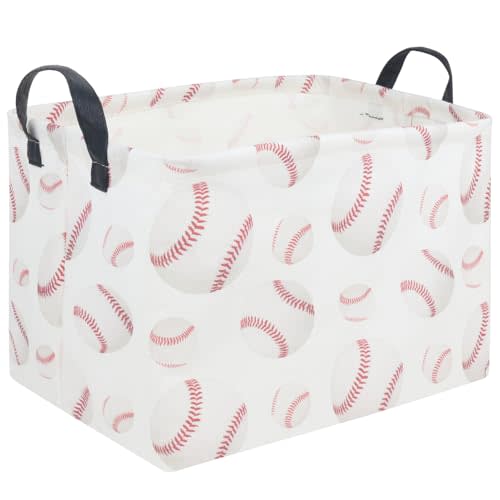 FXOLCSHE Easter baseball basket,Kids Storage Basket,Boys baseball hamper,Waterproof foldable laundry basket,baby Room Decor(Baseball)