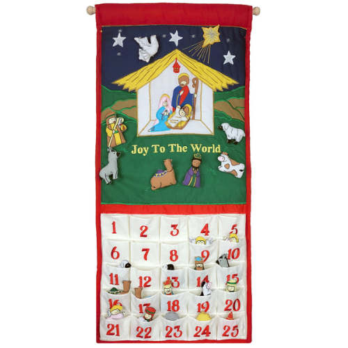 Traditional Nativity Advent Calendar with "Joy To The World"