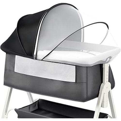 Mosquito Net for Bassinet with Frame,Portable Bassinet Mosquito Net Cover to Keep Pets Out. (Black-Sunshade Bassinet Cover)