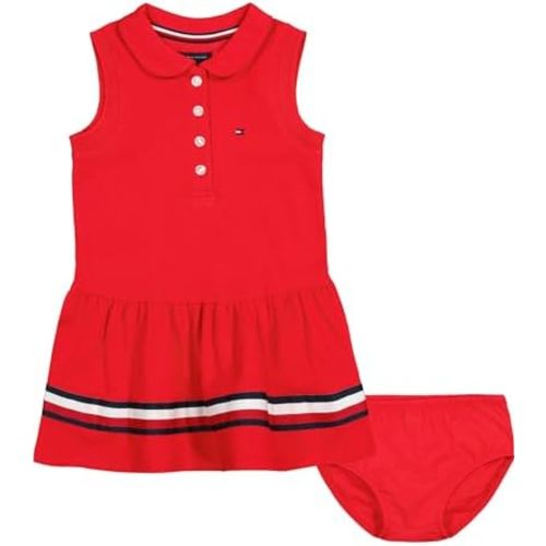 Tommy Hilfiger Baby Girl's Short Sleeve Polo Dress With Matching Bloomers