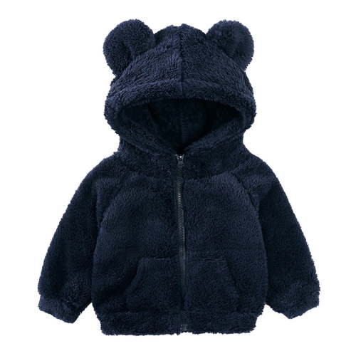 Annhoo Toddler Boys Girls Fuzzy Jackets Winter Full Zipper Long Sleeve Coats with Cute Ears Hoods Comfy Warm Outwear