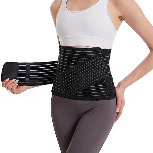Paskyee Postpartum Belly Band, C-Section & Post Surgery Support | Plant-based viscose rayon — softer & hypoallergenic. 3 removable stays, 9" wide. For C-section, natural birth & back pain.